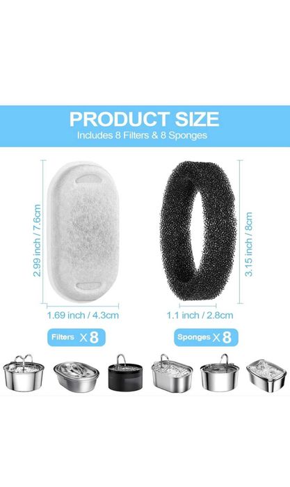 Комплект филтри за диспенсър за вода за домашни любимци 8бр.