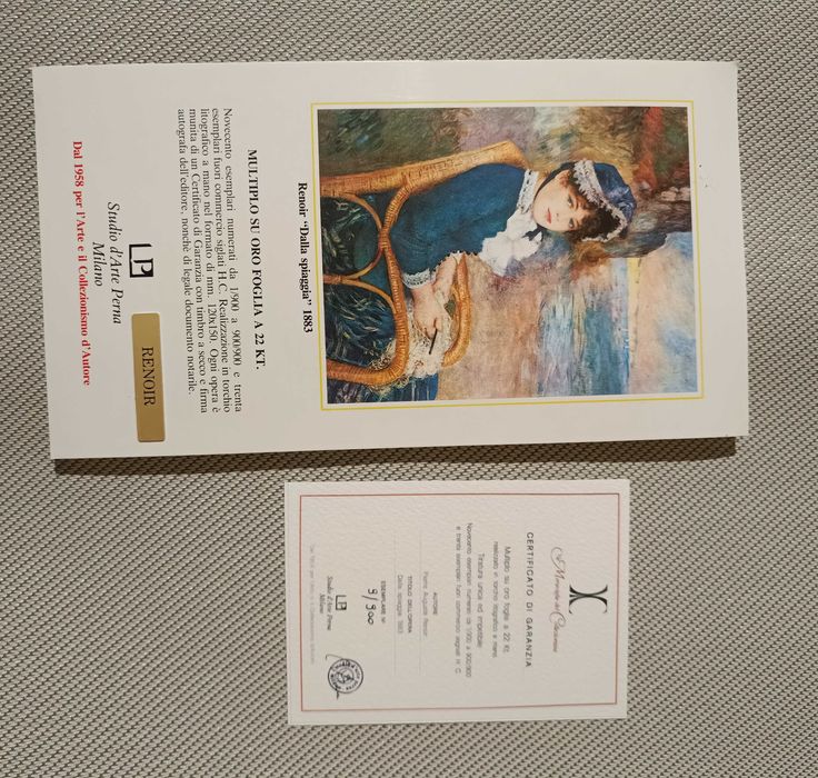 Картина Огюст Реноар 1/900 в света 22 карата злато