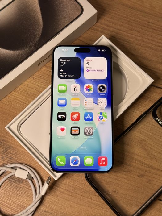 iPhone 15 Pro Max 512 GB 94% Natural Titanium full box,husa mobilefox