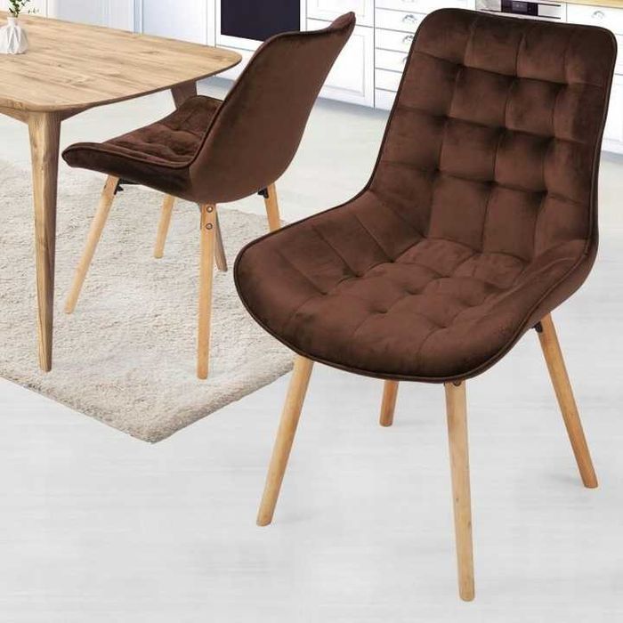 Трапезен стол 2 броя комплект MIADOMODO цвят кафе