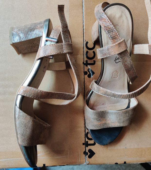 Sandale Piele CAPRICE 36 - 36,5 Maro - Argintiu