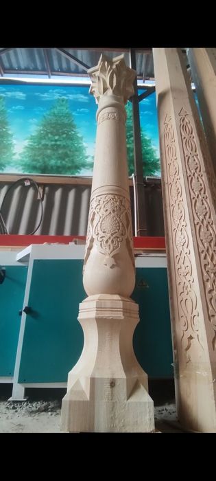Milliy ustunlar tayyorlash hizmati yogʻoch ustunlar naqshli ustunlar