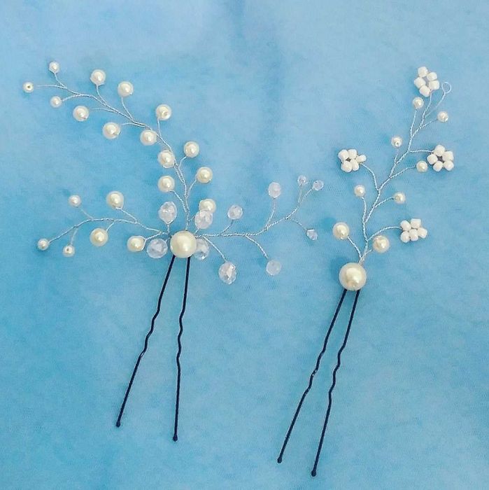 Веточки, шпильки, гребешки из жемчужных бусин для причёски