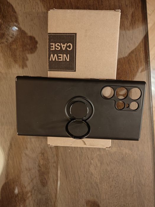 Husa neagra Samsung S22 ultra, silicon cu placuta magnetica SI inel