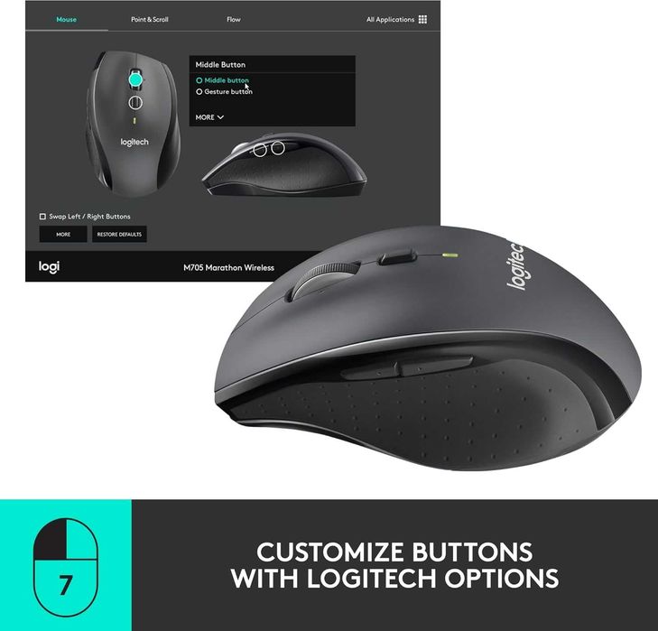 Мишка Logitech M705 Marathon Smart wheel (Нова Запечатана)