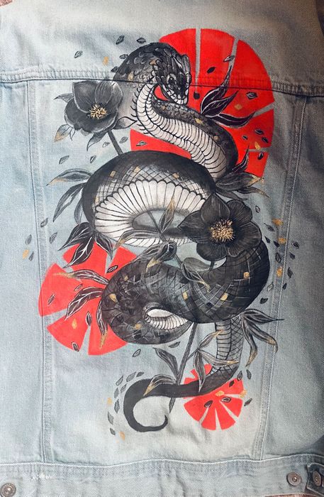 Ръчно рисувано дънково яке