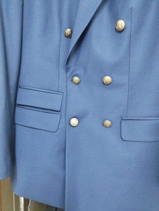 Sacou barbati bleumarin stofa lana la 2 randuri de nasturi marimea 48