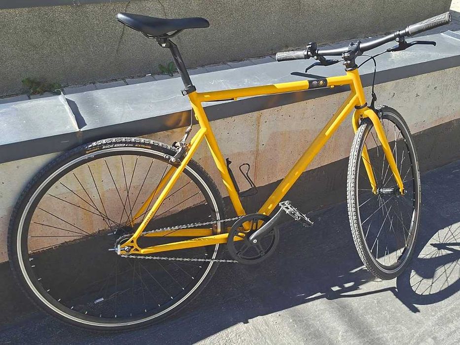 Градски велосипед Elops Single Speed 500, жълт, с ъпгрейди и нови гуми!