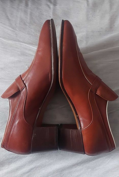 Pantofi piele maro toc mic unisex