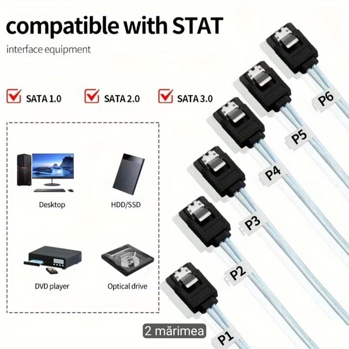 Cablu SATA YYTCG 3.0 la Hard Disk Drive SSD HDD SATA 3 Direct, Cablu Unghi Drept pentru Placă de Bazč Gigabyte, Cablu de Mare Viteză  1M
