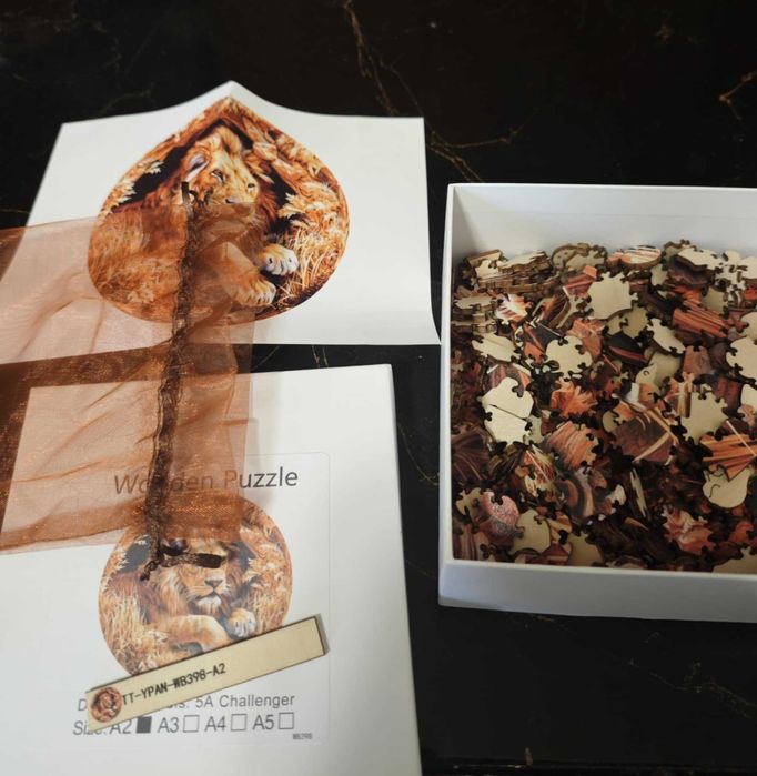 Дървен пъзел Лъв 500 части с уникални форми на елементите