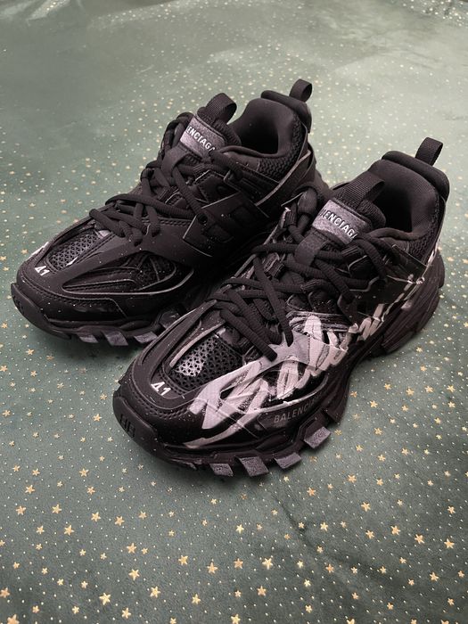 Balenciaga Track Signature Black Distressed Finish