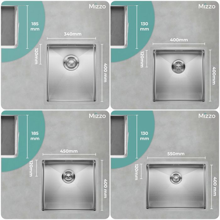 40х40см Кухненска мивка за вграждане от неръждаема стомана + сифон