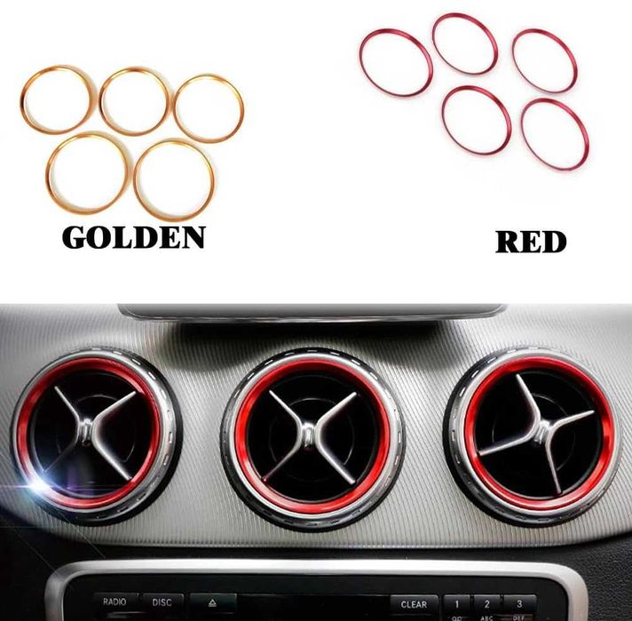 5 броя рингове за въздуховоди червени или златни Mercedes A/B/GLA/CLA