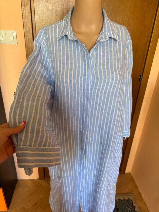 Морска лятна ленена туника тип риза, размер L/XL
