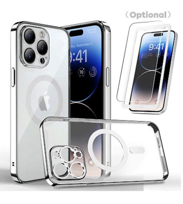 Husa Magneti Marble + Folie Sticla Iphone 14/15/16E/17/PRO/MAX/PLUS