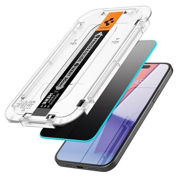Spigen glas.tr iphone 15 6.1" "ez fit" 2 pcs privacy tempered glass pr