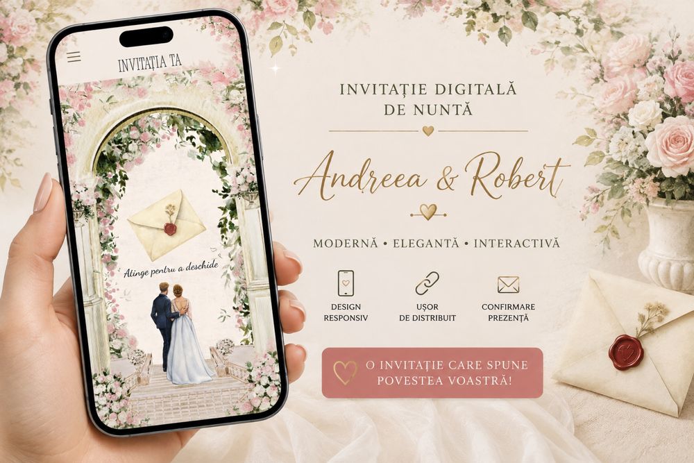 Invitatie digitala animata pentru nunta | RSVP + Google Maps