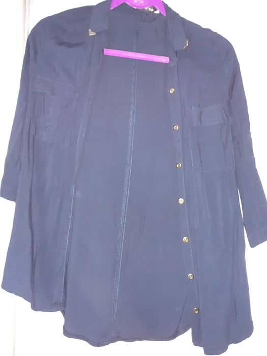 Camasa Zara M culoare alb +camasa maneca lunga roz/albastru