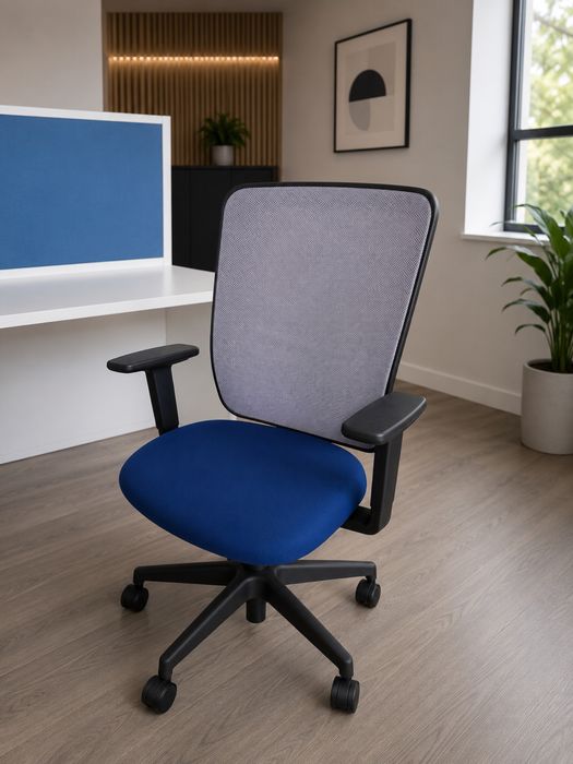 Scaun de birou ergonomic – albastru, cu spătar mesh