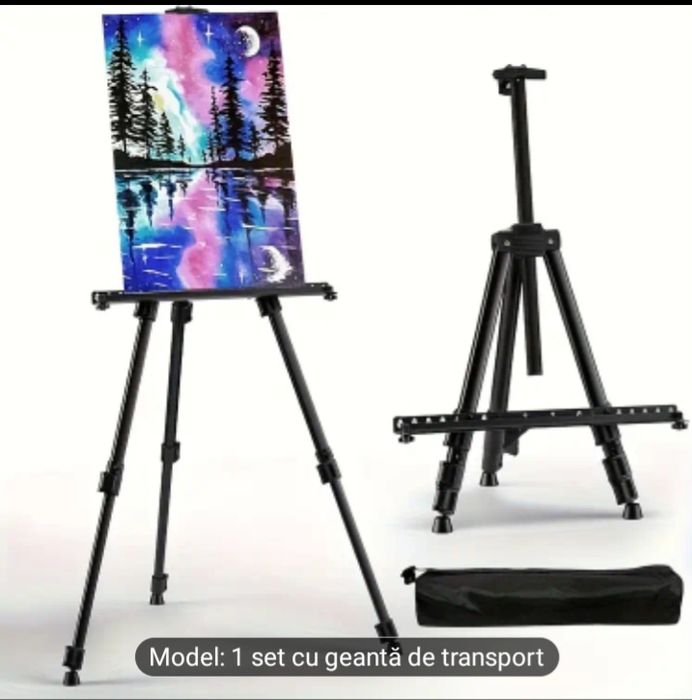 Șevalet din metal pliabil cu geantă de transport