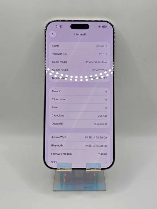 Iphone 16 Pro Max, MEM 256GB, RAM 8 GB, Amanet Doamna Ghica, Cod:97763