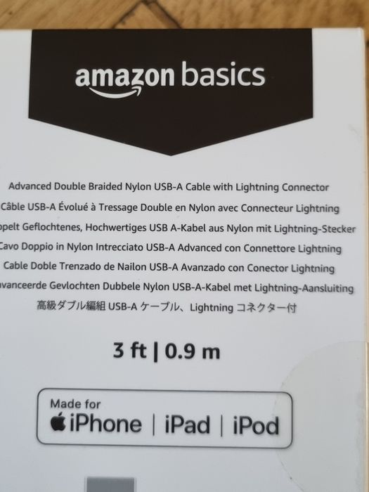 Cablu USB-A , iPhone, iPad,iPod Amazon Basics ,împletitură dublă din nailon