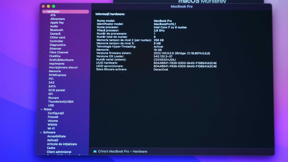 MacBook Pro 15” i7 6-core / 16GB / Radeon 560X – Laptop PRO pentru editare (rapid & stabil)