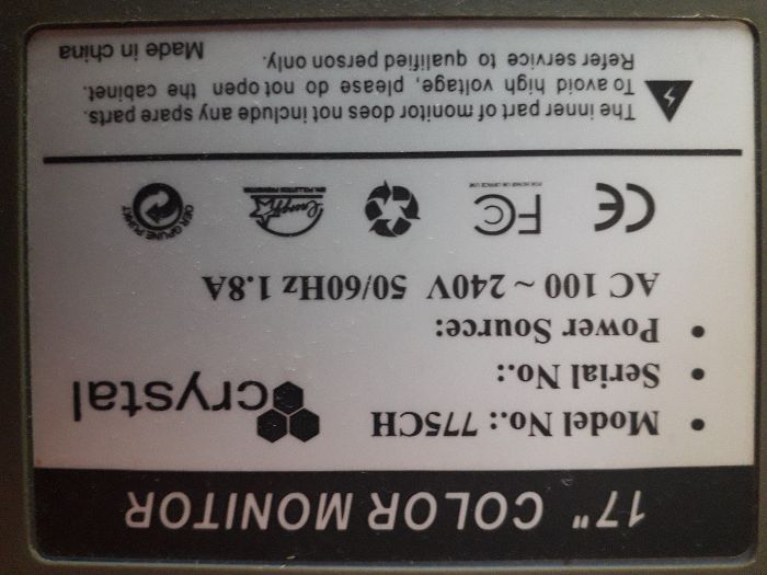 Monitor Crystal 17'' Fara pixeli morti Luminozitate buna