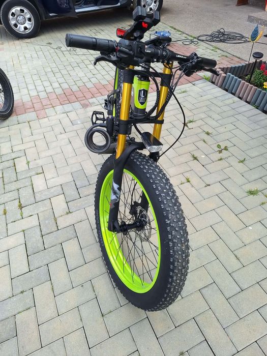 Bicicleta electrica LANKELEISI, Pliabil, 26 inch, 1000 W, Verde