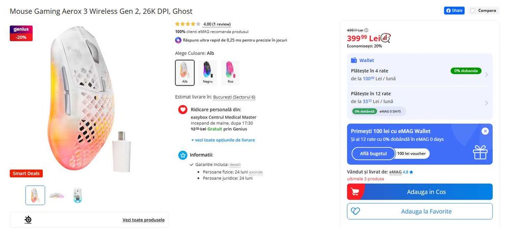 SteelSeries Aerox 3 Wireless GEN 2 Ghost Edition *NOU*