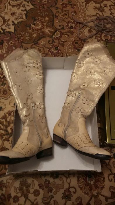 Сапоги кожа светлые  ( Доставка)