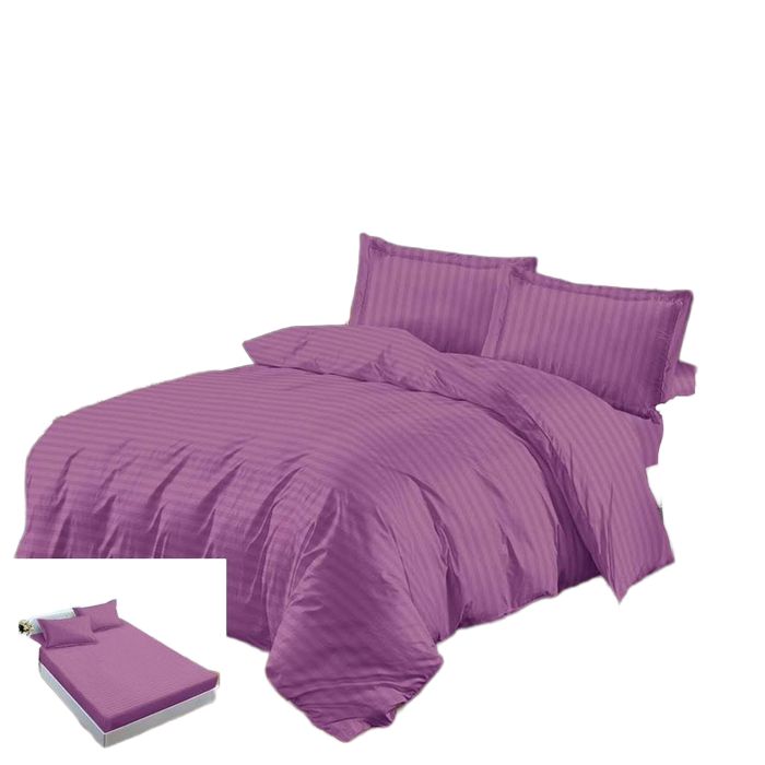Lenjerie Damasc Dominicana Dx016, Damasc, 4 Piese, Cu Elastic, Lila