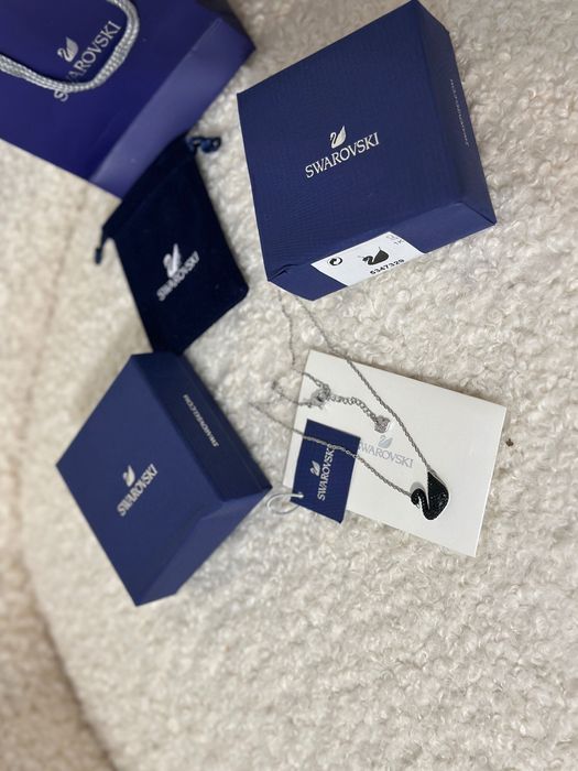 Colier Swarovski lebada neagra colier argintiu