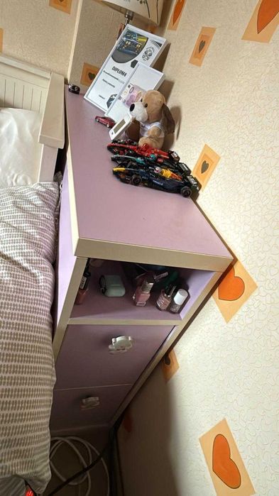 Dulap roz lila/+3 sertare, 60x45x215 cm si lada depozitare