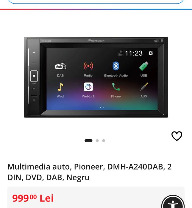 Navigatie Auto, Pionner DMH-A240DAB, sigilat. OCAZIE