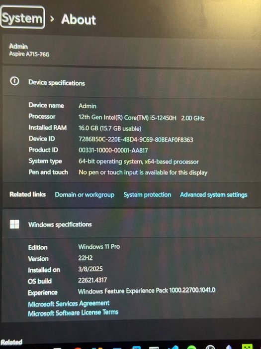 Vând laptop Acer Aspire 7
