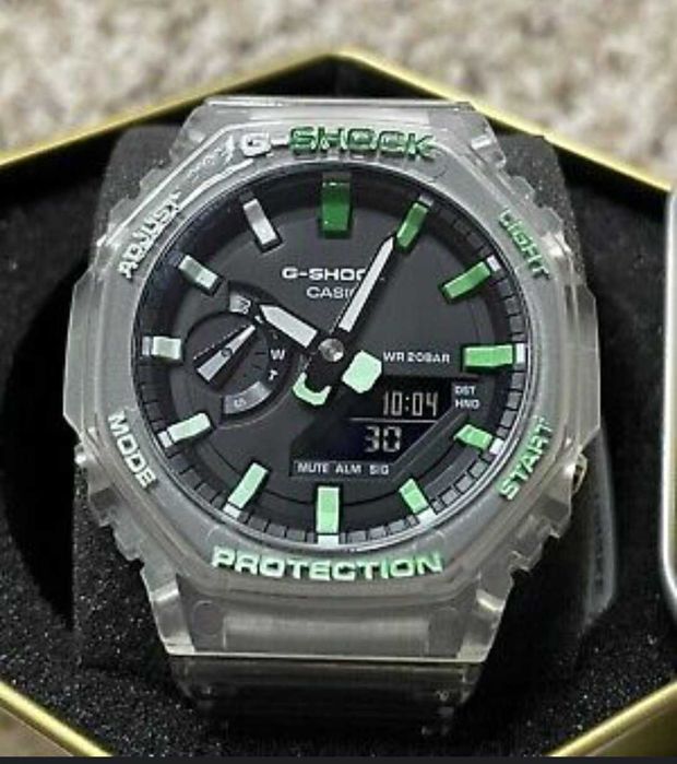 Ceas Sport Casio g shock ga 2100 Jellyfish , Transparent verde , Nou,Garantie 2 ani