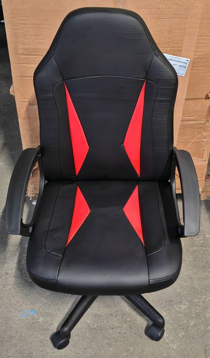 Scaun de gaming căptușit HappyHome negru și roșu