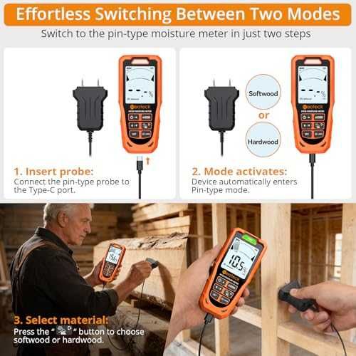 Нов Дигитален влагомер Neoteck, 6 режима, аларма, за дърво и бетон дом
