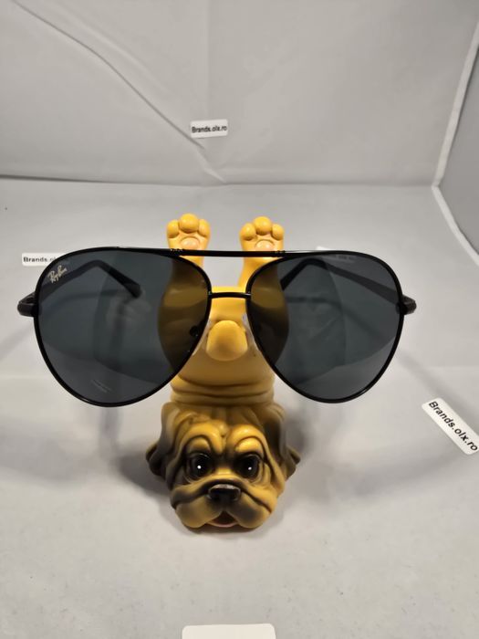 Promotie - Ochelari de soare Ray-Ban Aviator, lentile negre, rama neagra pilot shaped
