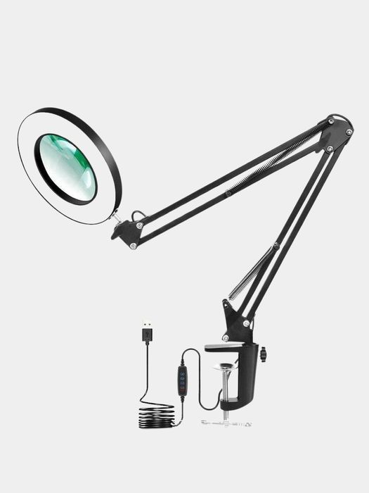 Светильник лупа, лупа на стол с подсветкой, лупа