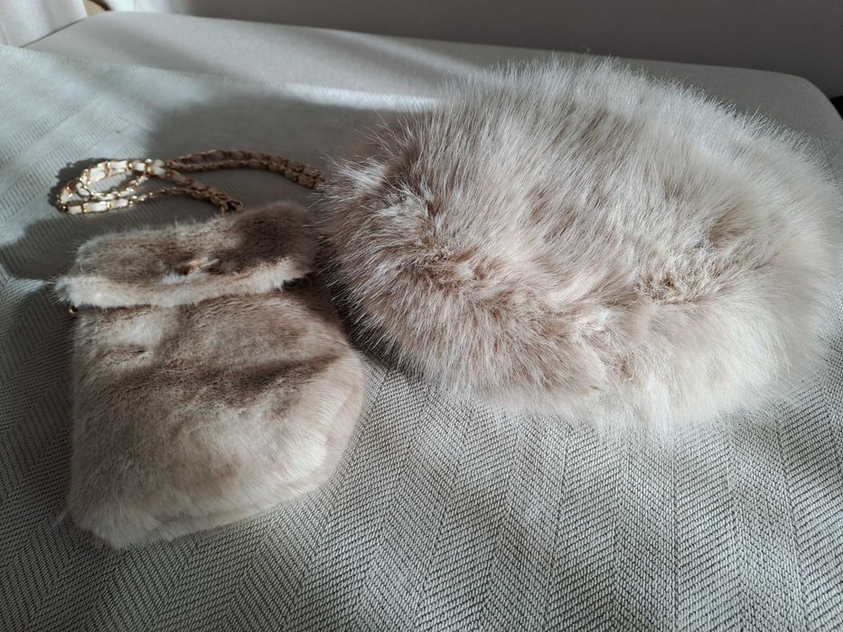 Шапка и чантичка с къс косъм