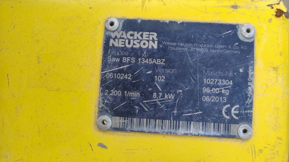 Masina taiat beton/asfalt Wacker Neuson BFS1345ABZ disc 450mm 2013