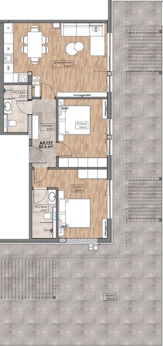 Тристаен апартамент в Maritza Park