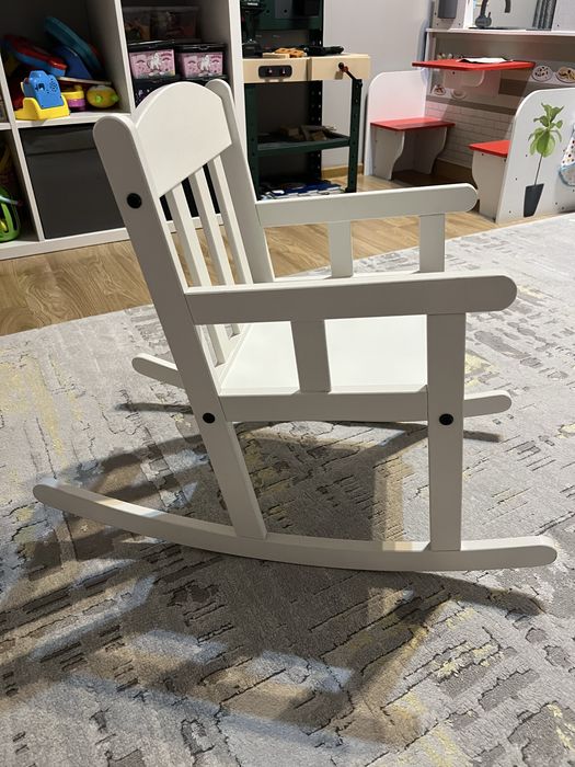Scaun balansoar lemn alb Ikea