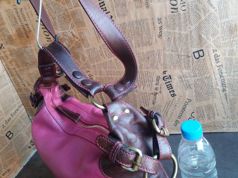 дамска чанта,кожена торба-цикламено,розово естествена кожа