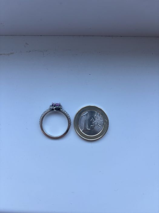 Сребърен пръстен розов камък