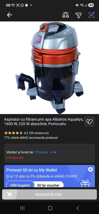 Vând aspirator absorbție umeda