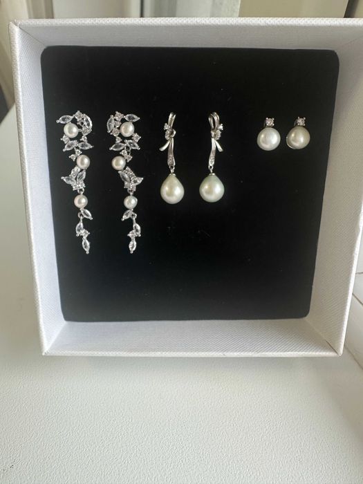 Trei perechi Cercei cu perle naturale argint 925